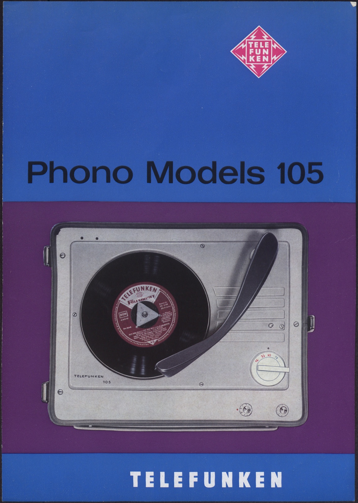 Werbeprospekt: Telefunken Phono Models 105 (Stiftung Deutsches Technikmuseum Berlin CC0)