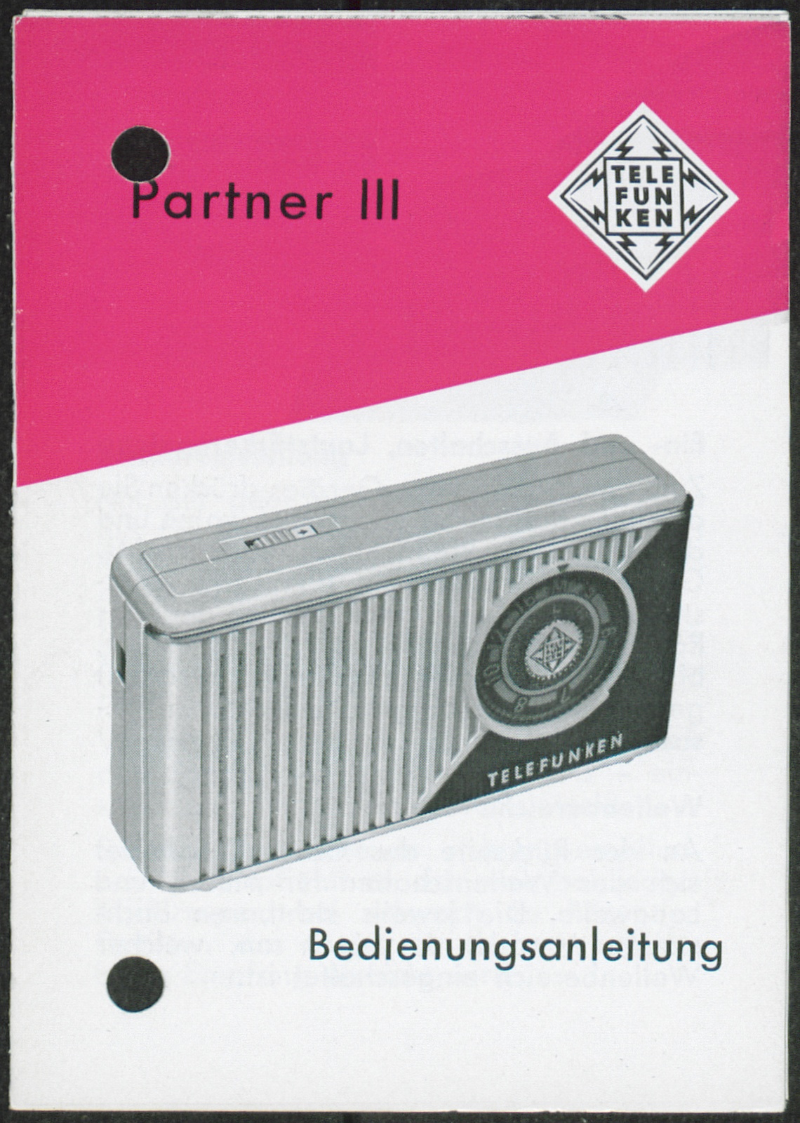 Bedienungsanleitung: Bedienungsanleitung Telefunken Partner III (Stiftung Deutsches Technikmuseum Berlin CC0)