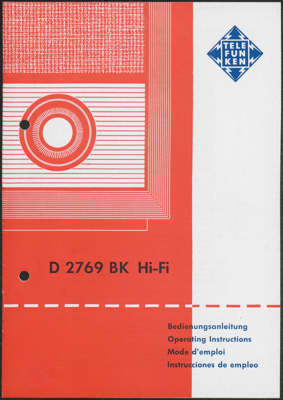 Bedienungsanleitung: Bedienungsanleitung Telefunken D 2769 BK Hi-Fi (Stiftung Deutsches Technikmuseum Berlin CC0)