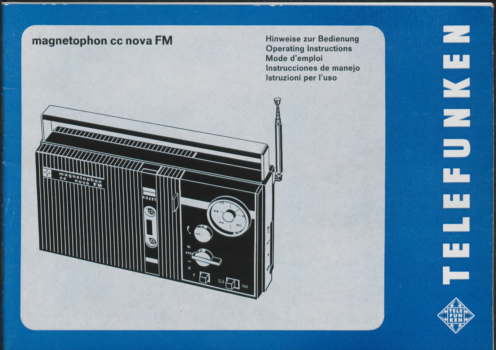Bedienungsanleitung: Hinweise zur Bedienung Telefunken magnetophon cc nova FM (Stiftung Deutsches Technikmuseum Berlin CC0)