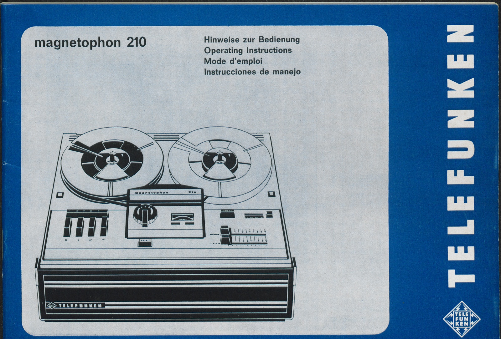 Bedienungsanleitung: Hinweise zur Bedienung Telefunken magnetophon 210 (Stiftung Deutsches Technikmuseum Berlin CC0)