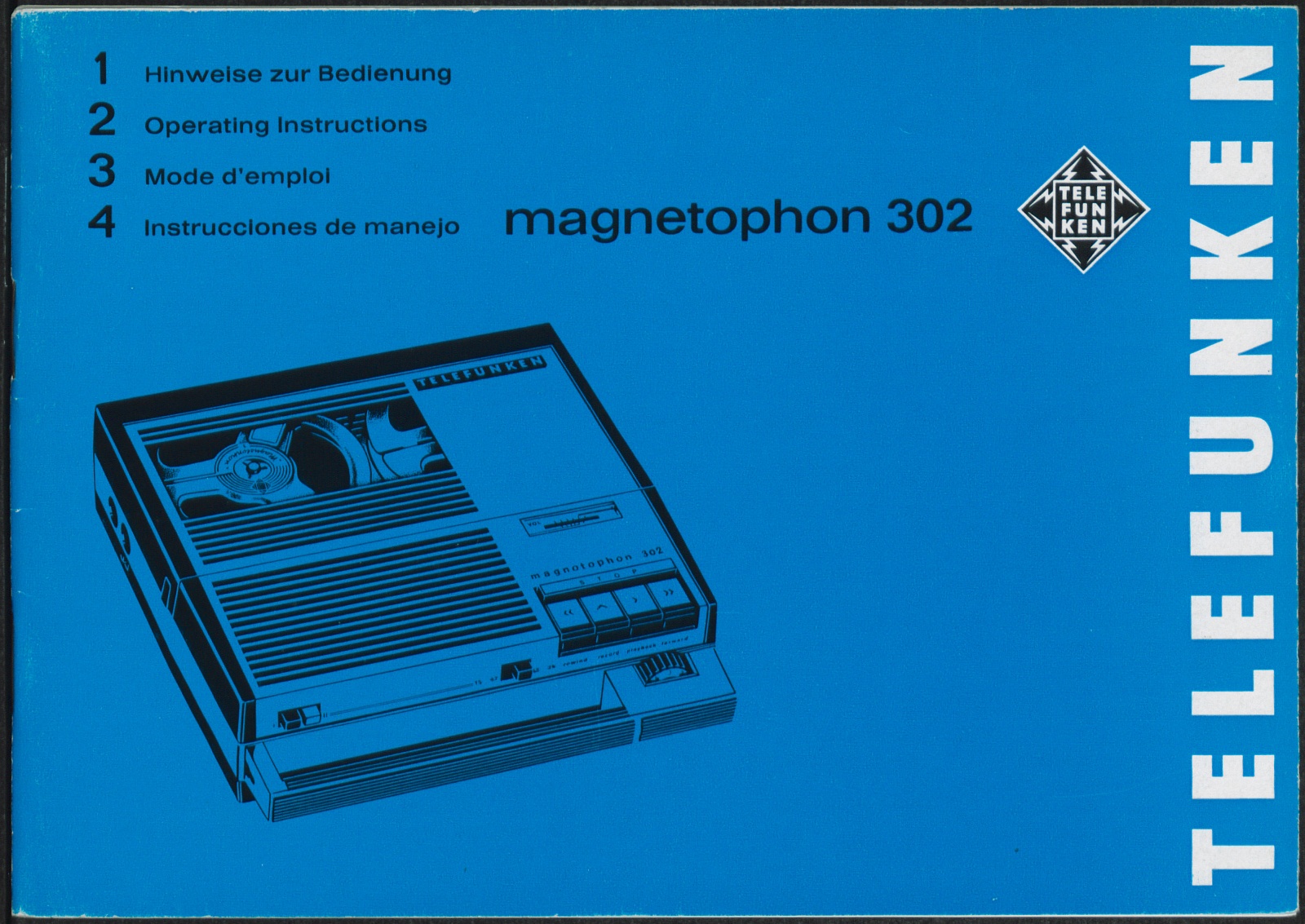Bedienungsanleitung: Hinweise zur Bedienung Telefunken magnetophon 302 (Stiftung Deutsches Technikmuseum Berlin CC0)