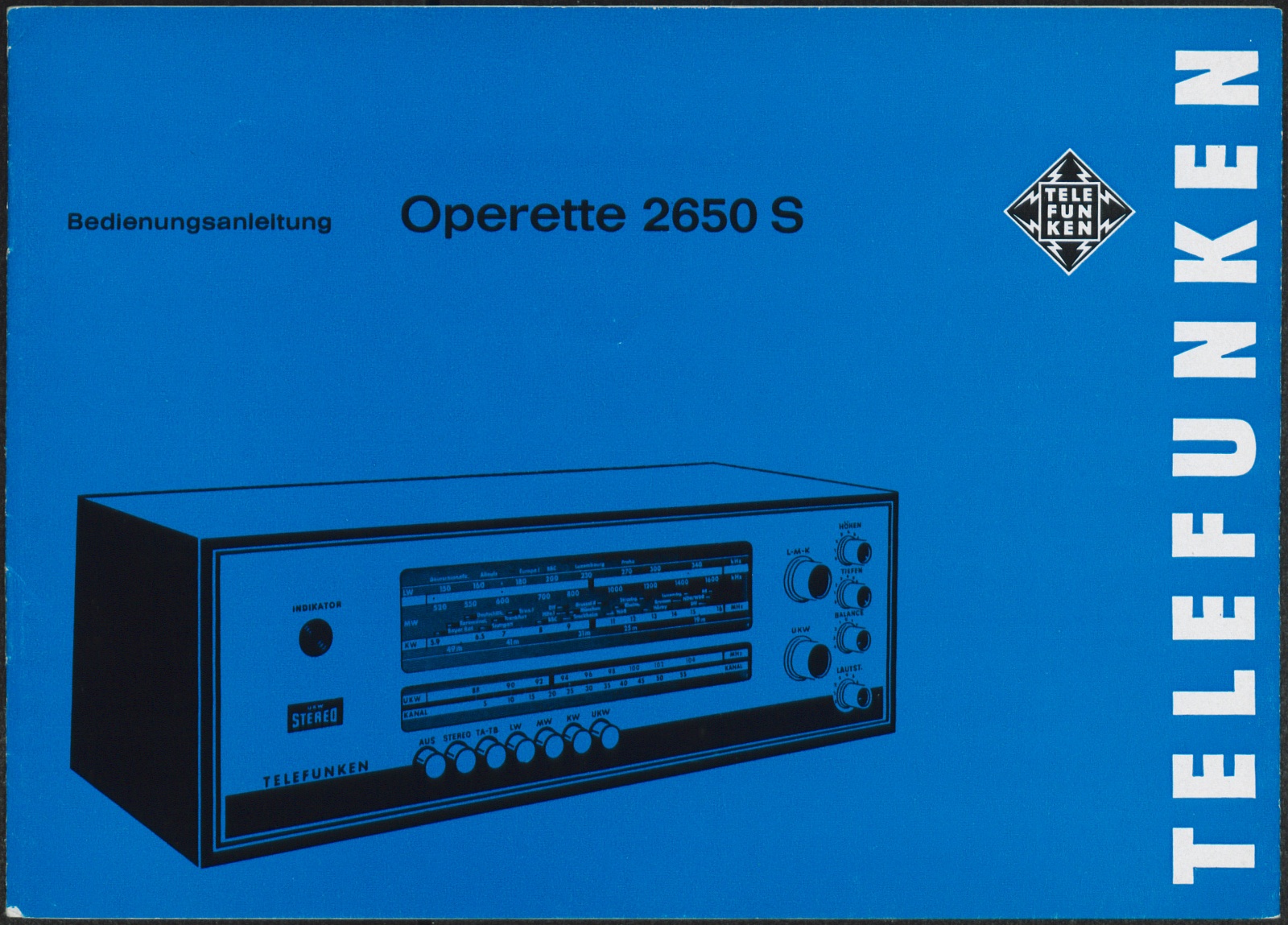 Bedienungsanleitung: Bedienungsanleitung Telefunken Operette 2650 S (Stiftung Deutsches Technikmuseum Berlin CC0)