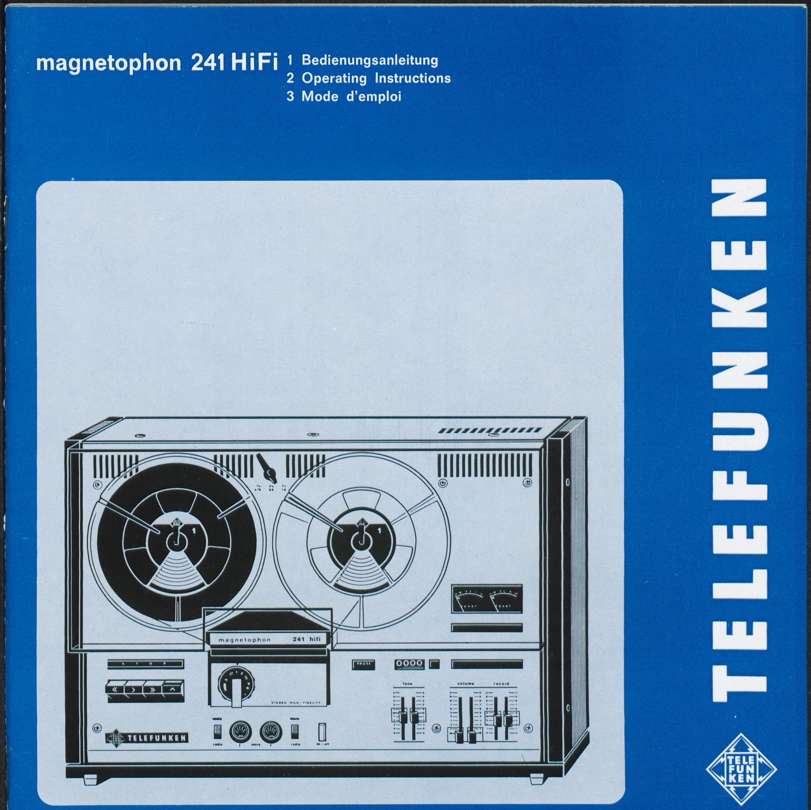 Bedienungsanleitung: Bedienungsanleitung Telefunken magnetophon 241 HiFi (Stiftung Deutsches Technikmuseum Berlin CC0)