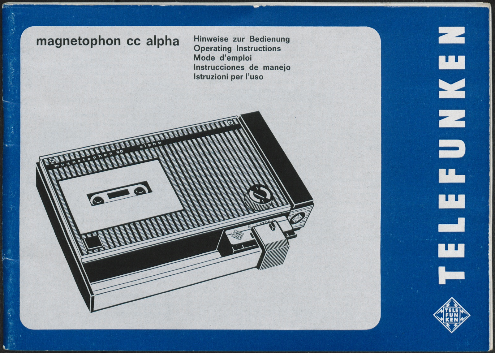 Bedienungsanleitung: Hinweise zur Bedienung Telefunken magnetophon cc alpha (Stiftung Deutsches Technikmuseum Berlin CC0)