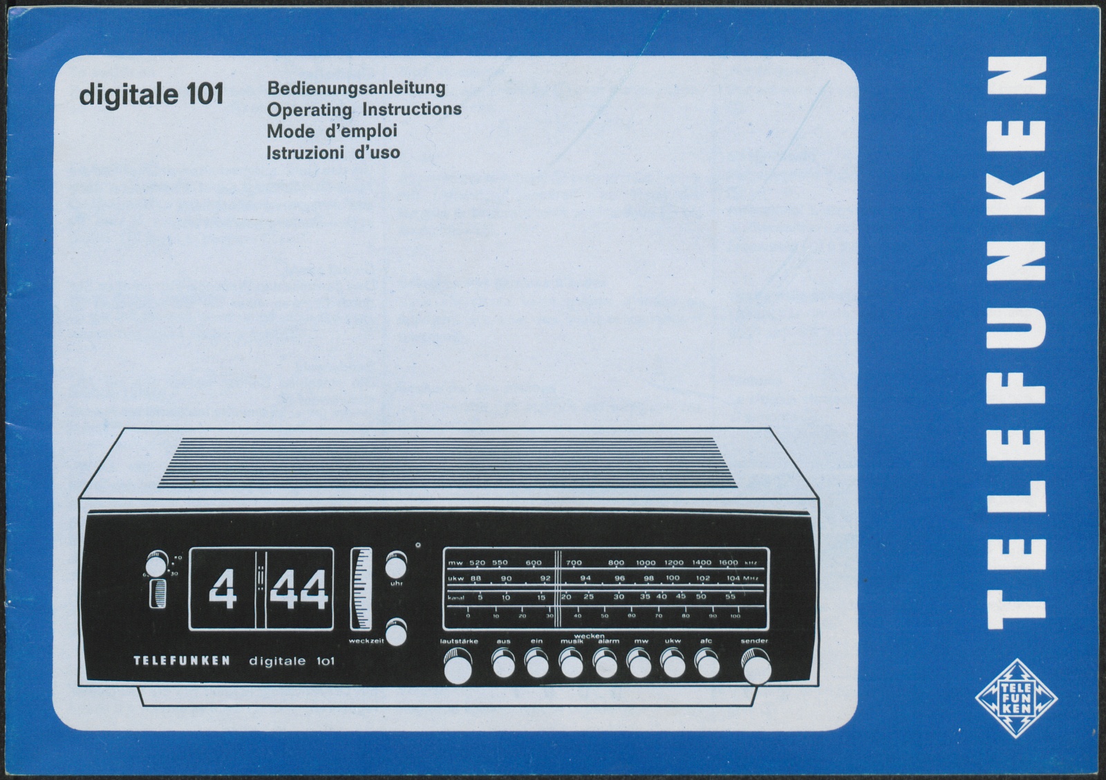 Bedienungsanleitung: Bedienungsanleitung Telefunken digitale 101 (Stiftung Deutsches Technikmuseum Berlin CC0)