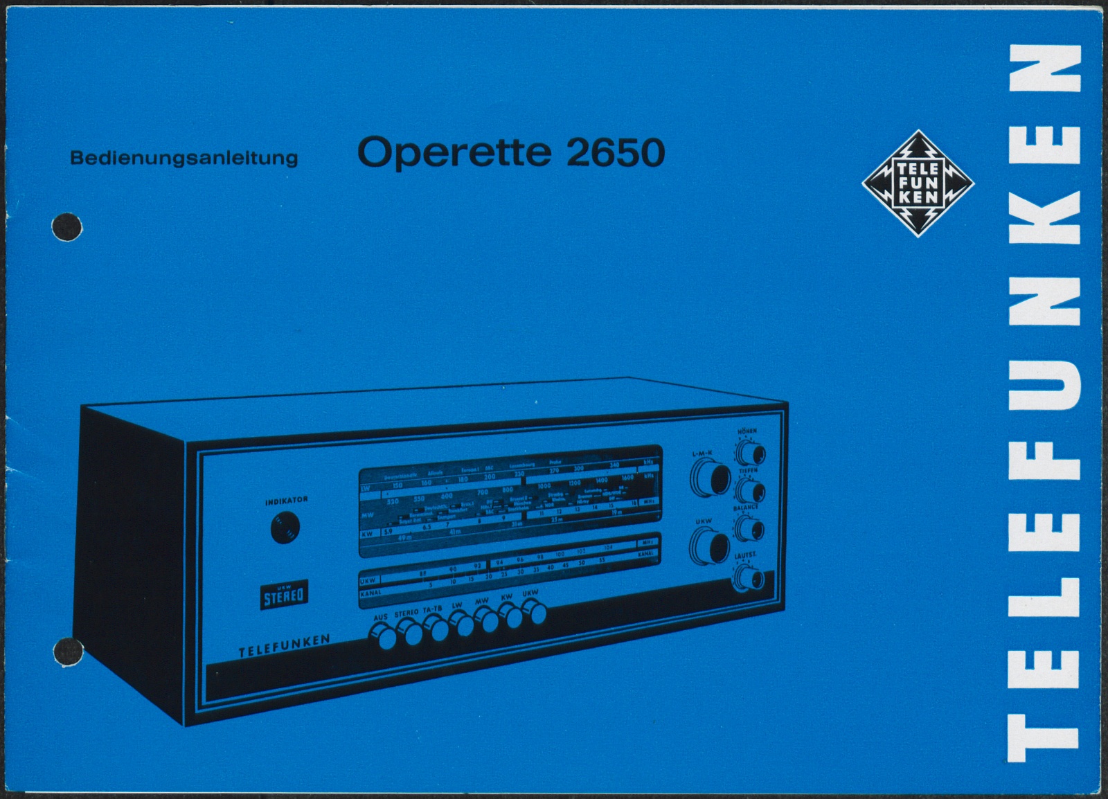 Bedienungsanleitung: Bedienungsanleitung Telefunken Operette 2650 (Stiftung Deutsches Technikmuseum Berlin CC0)