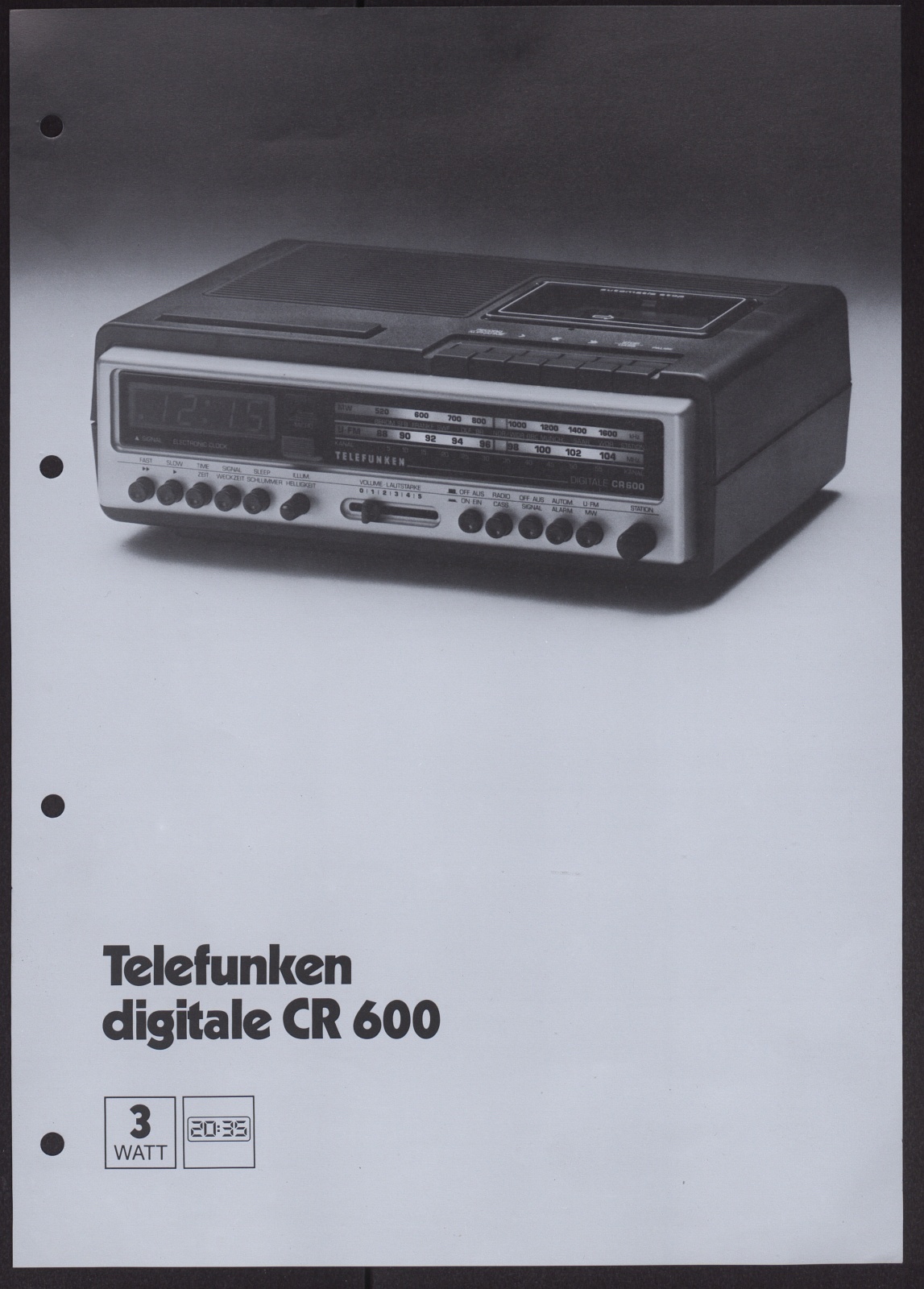 Werbeprospekt: Telefunken digitale CR 600 (Stiftung Deutsches Technikmuseum Berlin CC0)