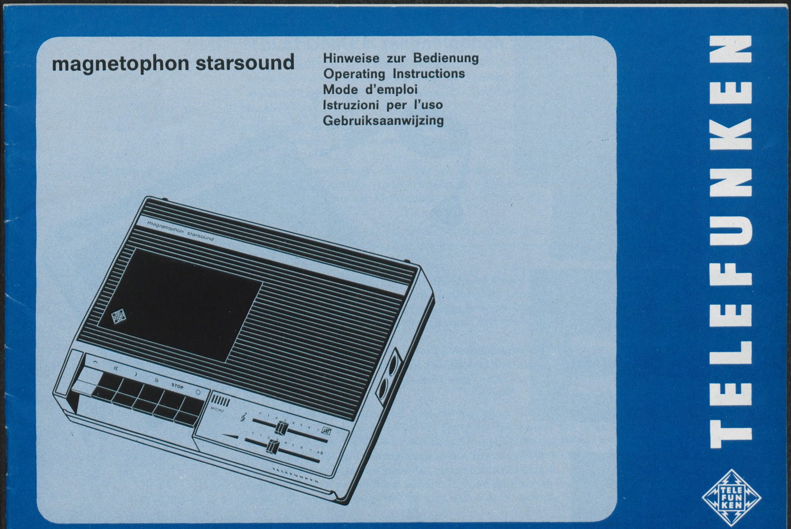 Bedienungsanleitung: Hinweise zur Bedienung Telefunken magnetophon starsound (Stiftung Deutsches Technikmuseum Berlin CC0)