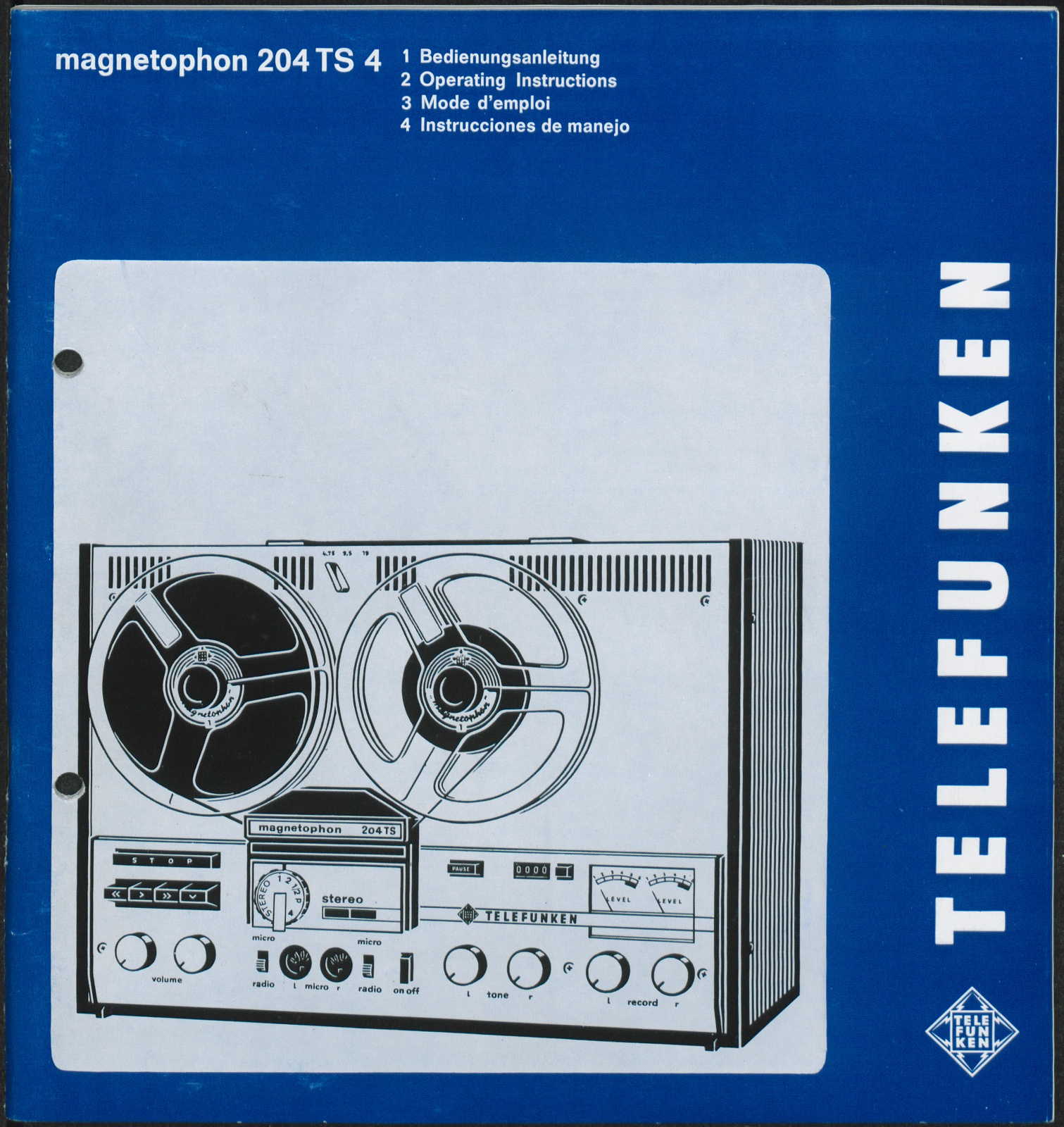 Bedienungsanleitung: Bedienungsanleitung Telefunken magnetophon 204 TS 4 (Stiftung Deutsches Technikmuseum Berlin CC0)