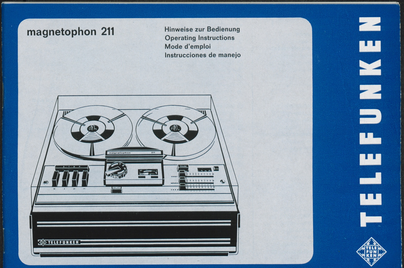 Bedienungsanleitung: Hinweise zur Bedienung Telefunken magnetophon 211 (Stiftung Deutsches Technikmuseum Berlin CC0)
