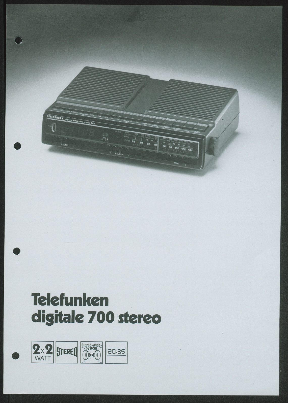 Werbeprospekt: Telefunken digitale 700 stereo (Stiftung Deutsches Technikmuseum Berlin CC0)