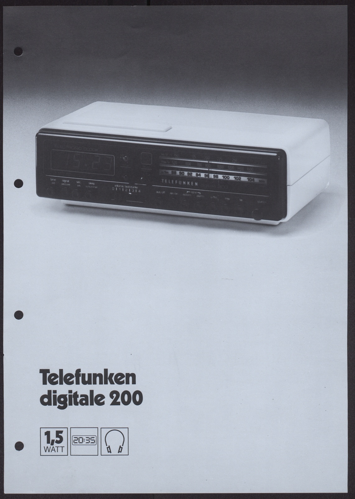 Werbeprospekt: Telefunken digitale 200 (Stiftung Deutsches Technikmuseum Berlin CC0)