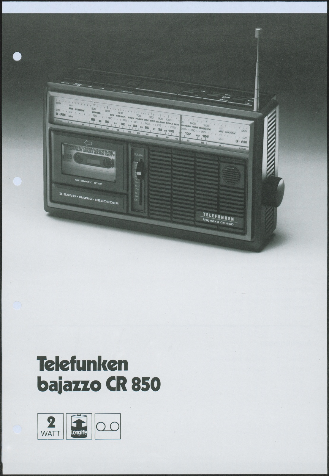 Werbeprospekt: Telefunken bajazzo CR 850 (Stiftung Deutsches Technikmuseum Berlin CC0)