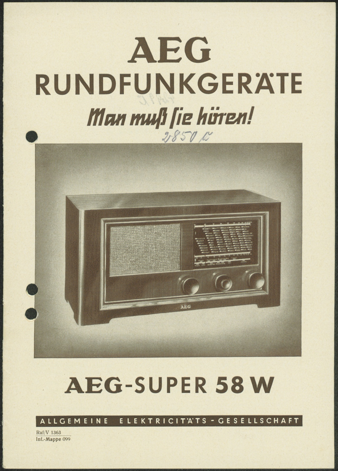 Bedienungsanleitung: AEG Rundfunkgeräte; AEG - Super 58 W (Stiftung Deutsches Technikmuseum Berlin CC0)