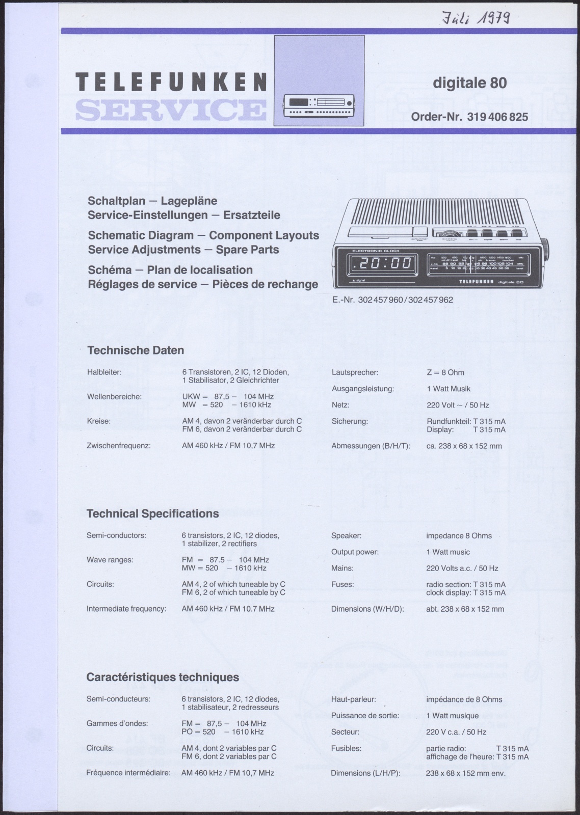 Bedienungsanleitung: Telefunken Service digitale 80 (Stiftung Deutsches Technikmuseum Berlin CC0)