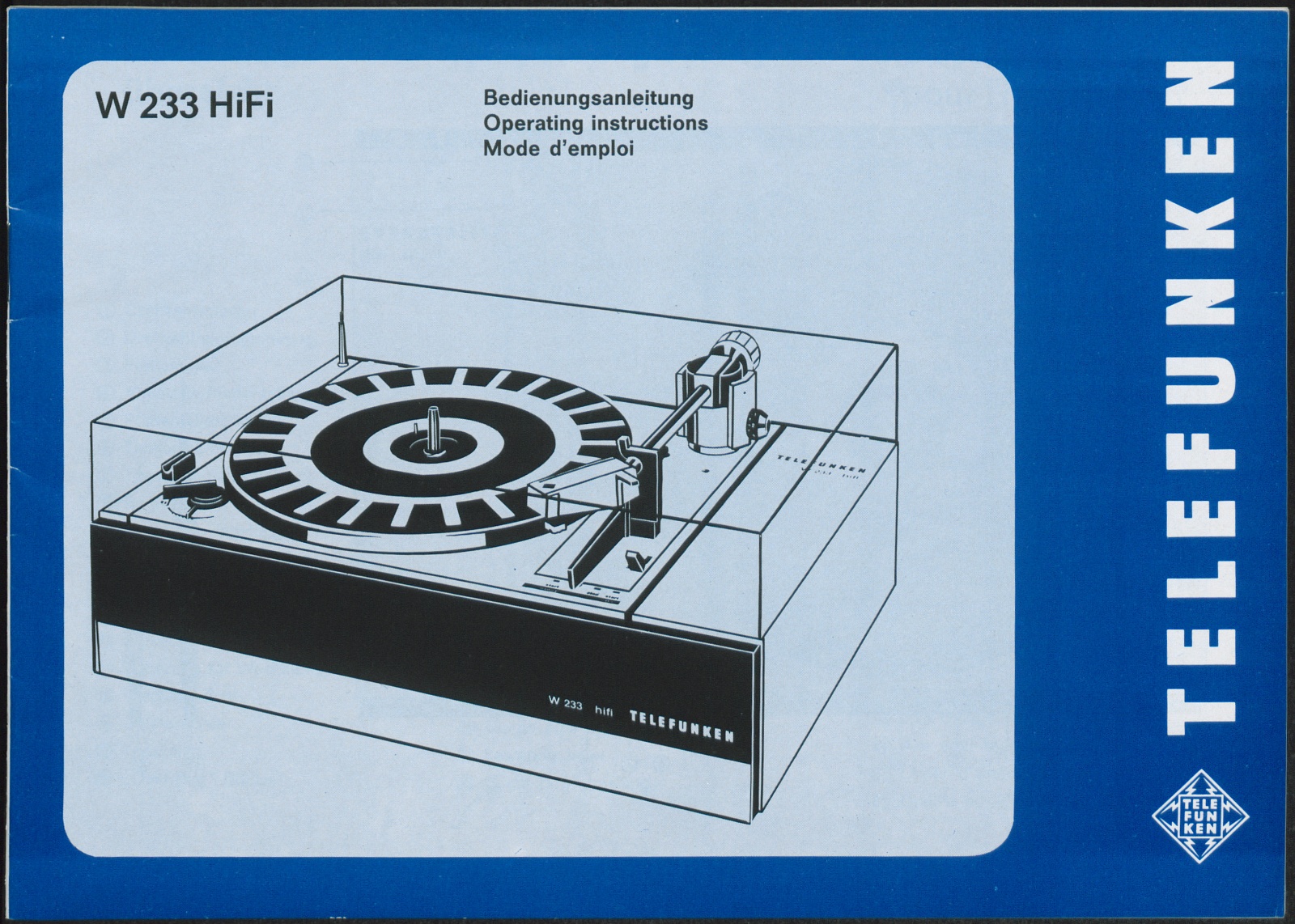 Bedienungsanleitung: Bedienungsanleitung für Telefunken W 233 HiFi (Stiftung Deutsches Technikmuseum Berlin CC0)
