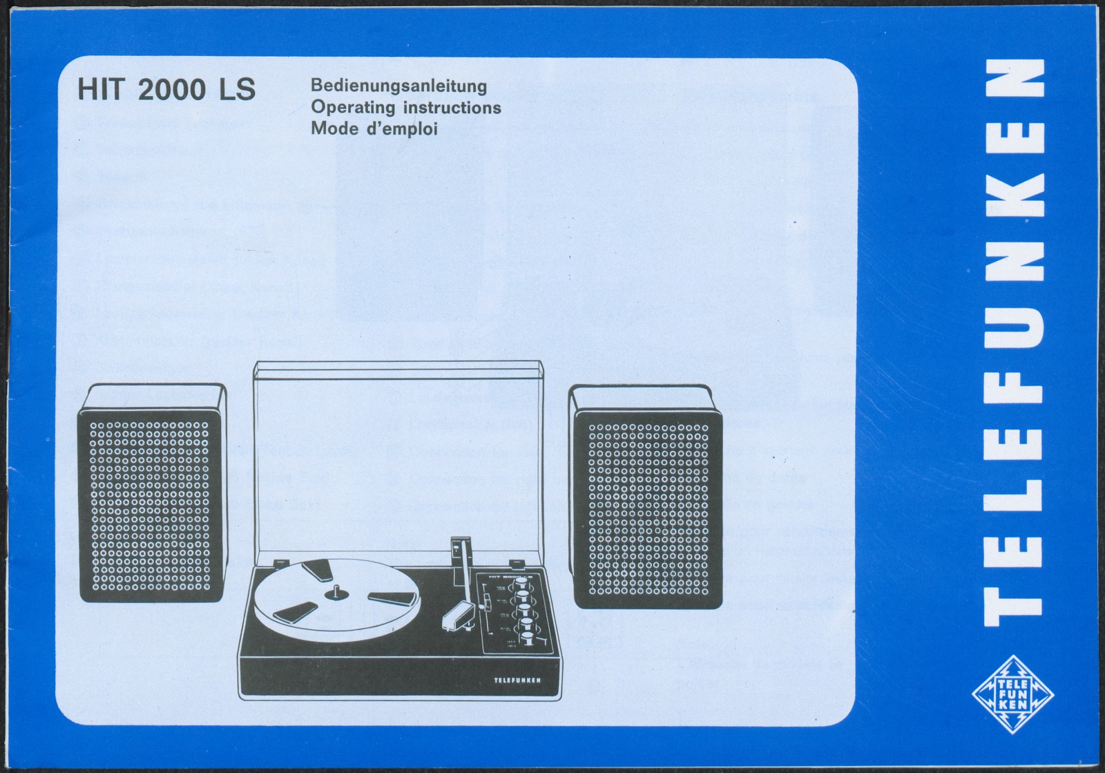 Bedienungsanleitung: Bedienungsanleitung für Telefunken HIT 2000 LS (Stiftung Deutsches Technikmuseum Berlin CC0)