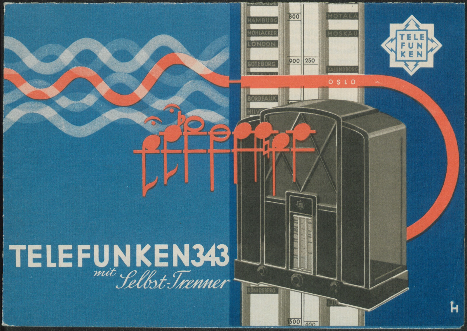 Werbeprospekt: Telefunken 343 mit Selbst-Trenner (Stiftung Deutsches Technikmuseum Berlin CC0)
