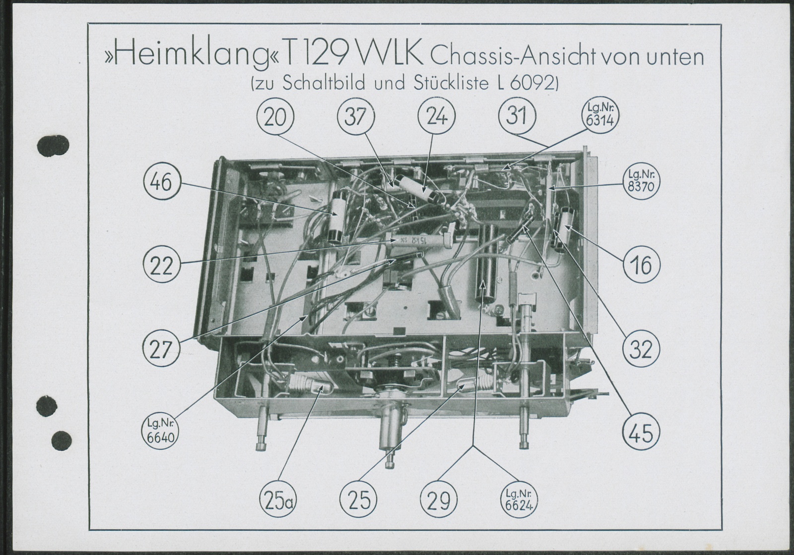 Schaltbild: Schaltbild und Ersatzteil - Stückliste - T 129 WLK; Schaltbild und Ersatzteil - Stückliste - T 127 GLK; (Stiftung Deutsches Technikmuseum Berlin CC0)