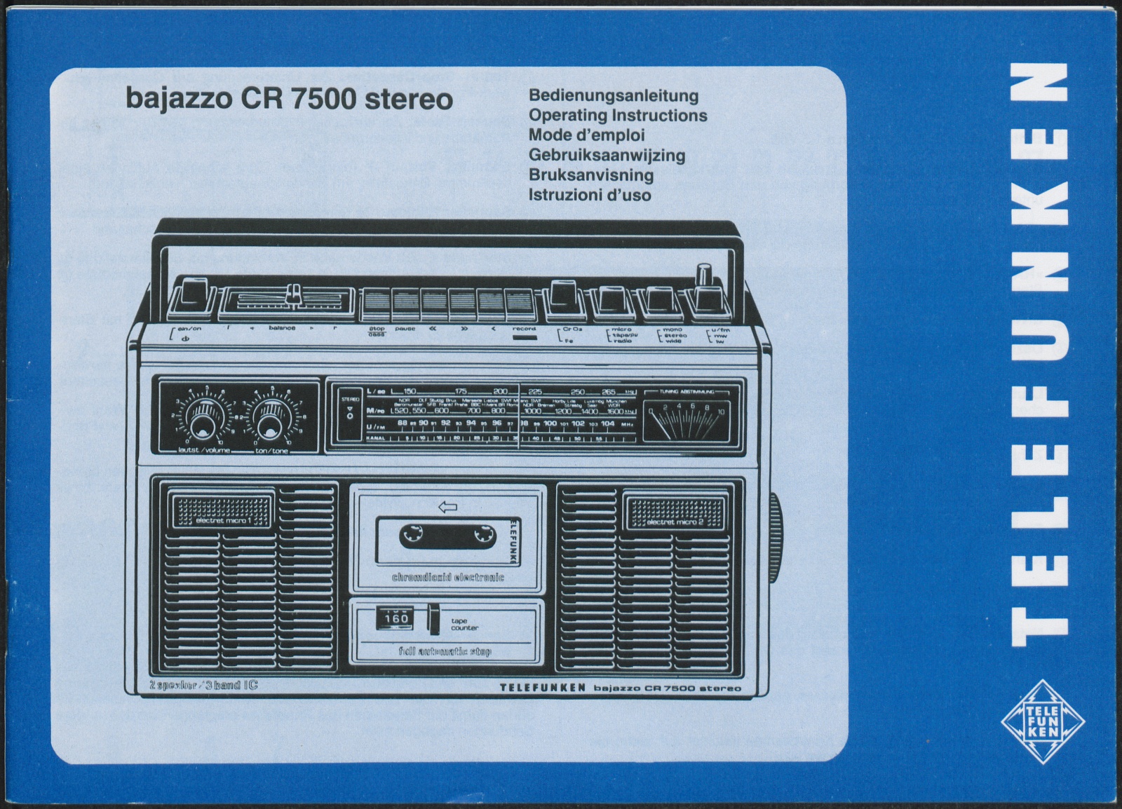Bedienungsanleitung: bajazzo CR 7500 stereo (Stiftung Deutsches Technikmuseum Berlin CC0)