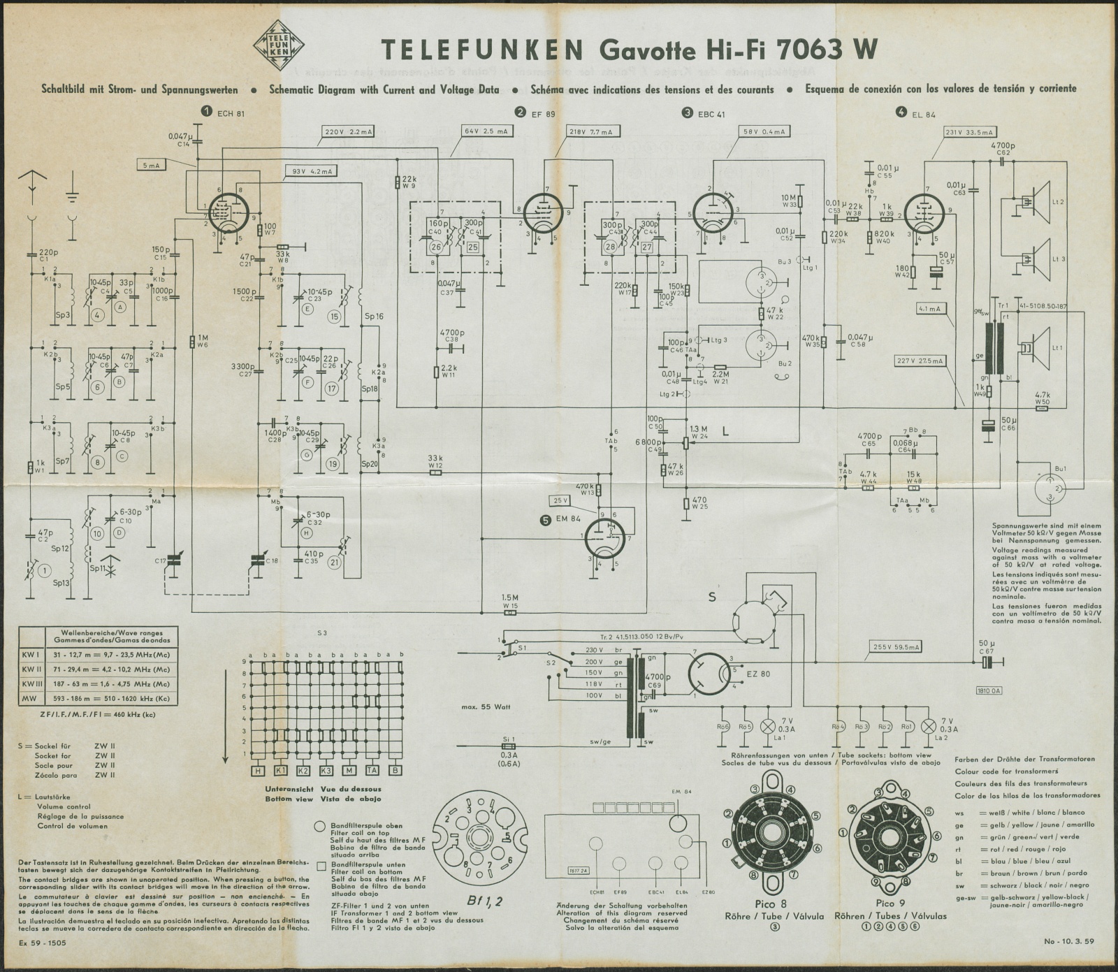 Schaltbild: Gavotte 7063 W (Stiftung Deutsches Technikmuseum Berlin CC0)