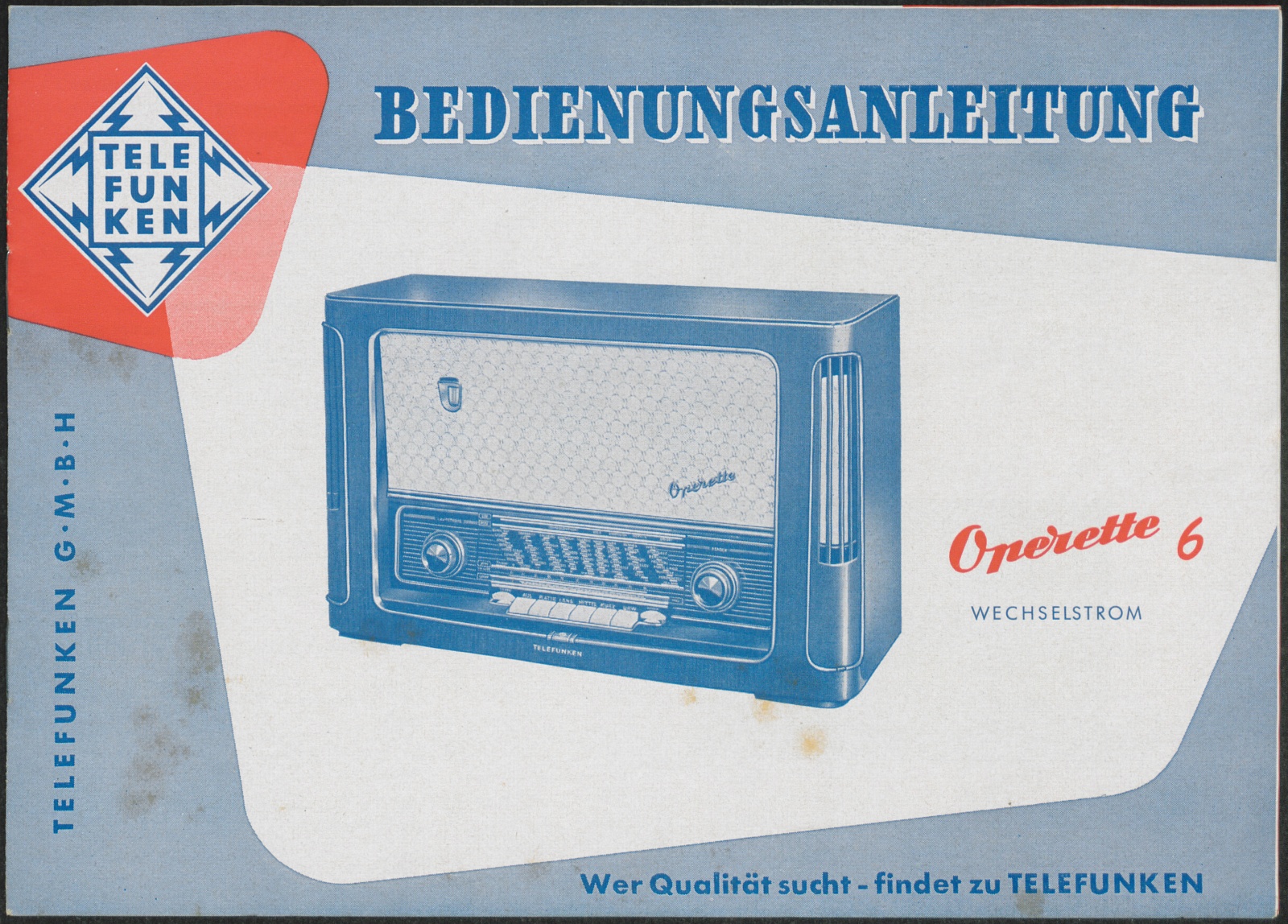 Bedienungsanleitung: Telefunken Operette 6 (Stiftung Deutsches Technikmuseum Berlin CC0)
