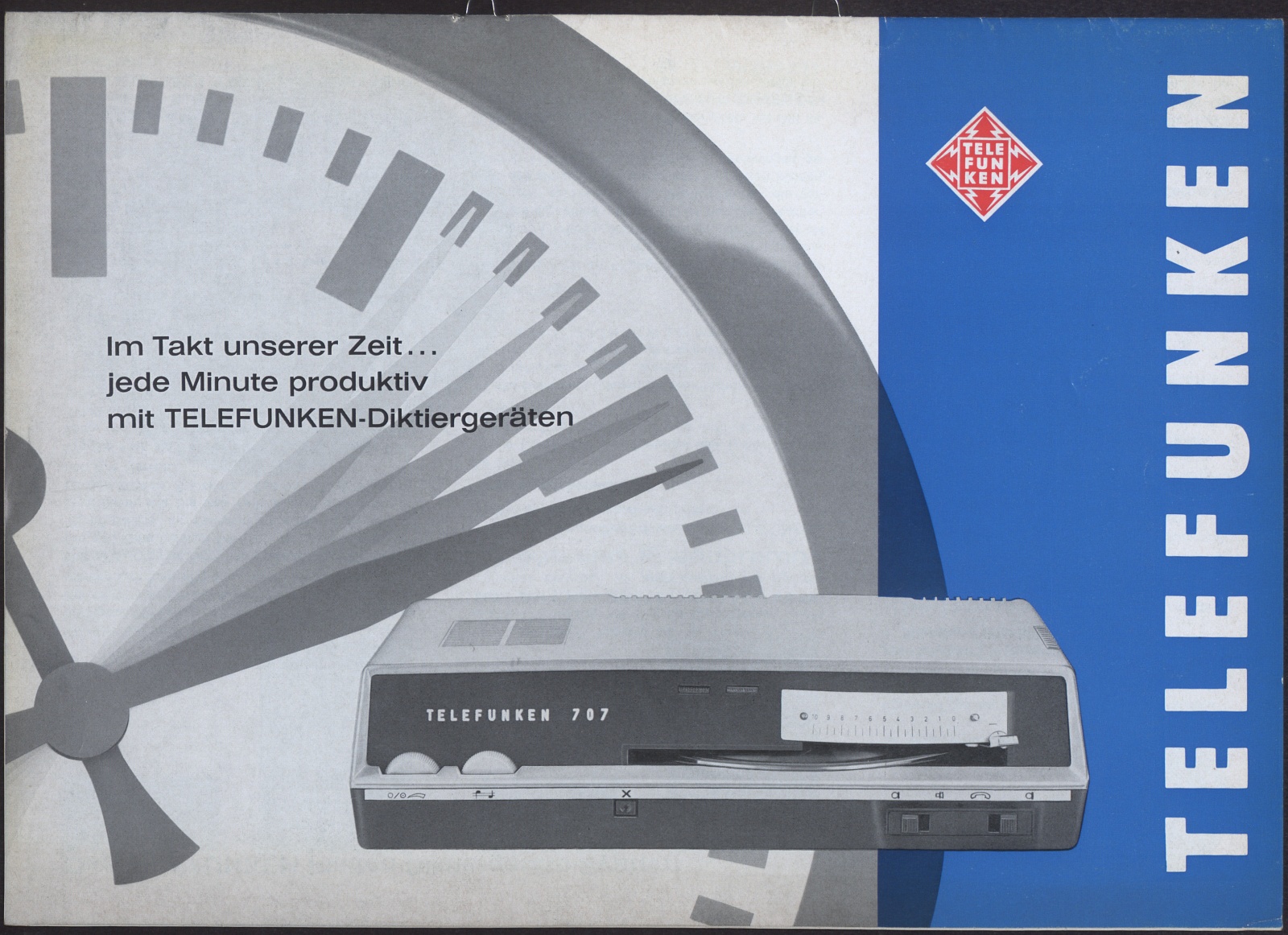 Werbeprospekt: Im Takt unserer Zeit ... ; jede Minute produktiv mit TELEFUNKEN-Diktiergeräten (Stiftung Deutsches Technikmuseum Berlin CC0)