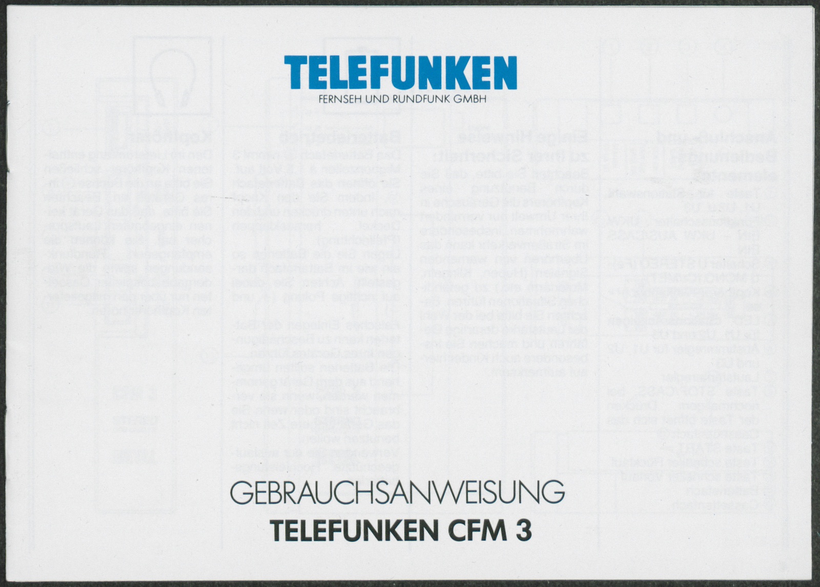 Bedienungsanleitung: Telefunken CFM 3 (Stiftung Deutsches Technikmuseum Berlin CC0)