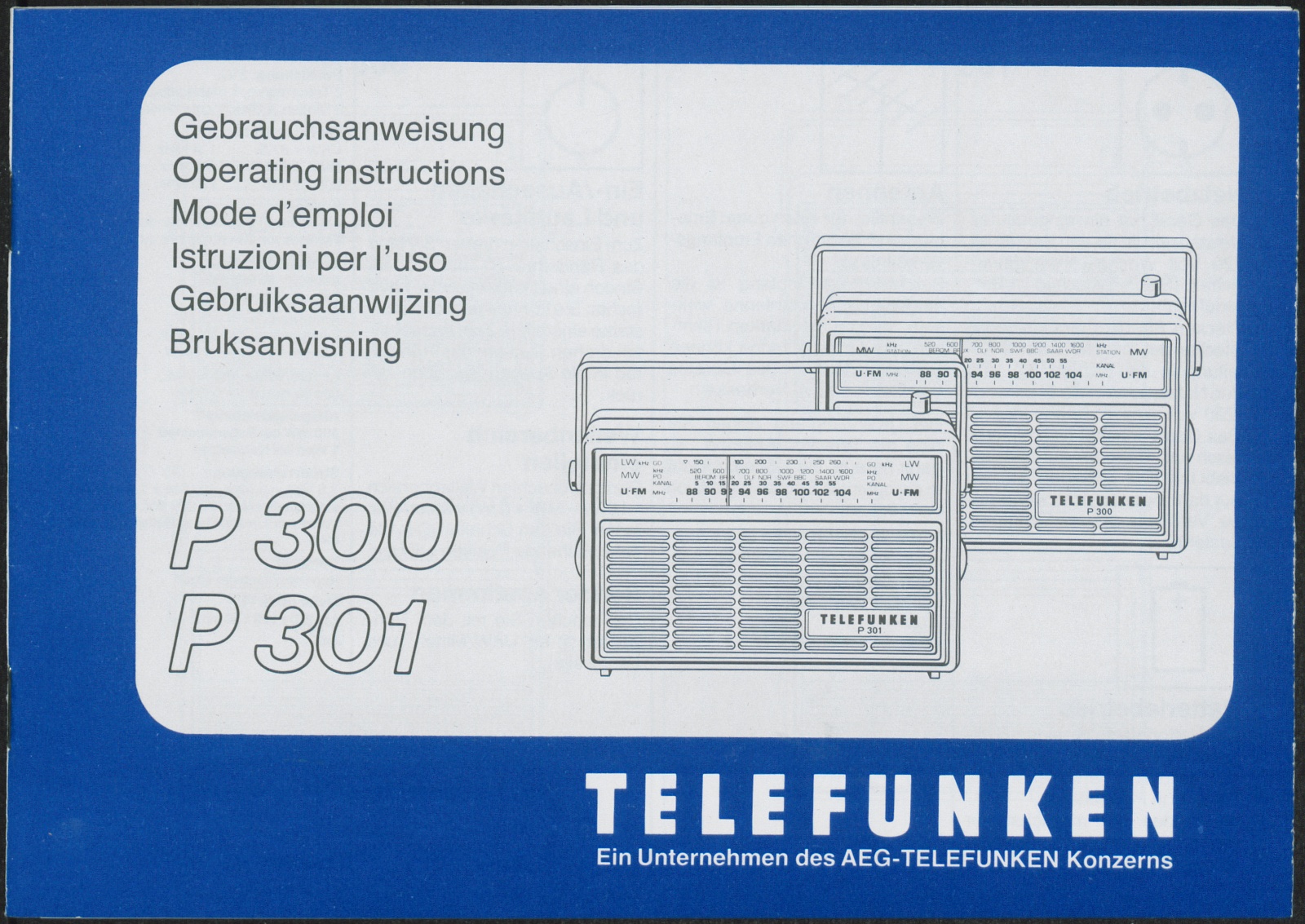 Bedienungsanleitung: Telefunken P 300, P 301 (Stiftung Deutsches Technikmuseum Berlin CC0)