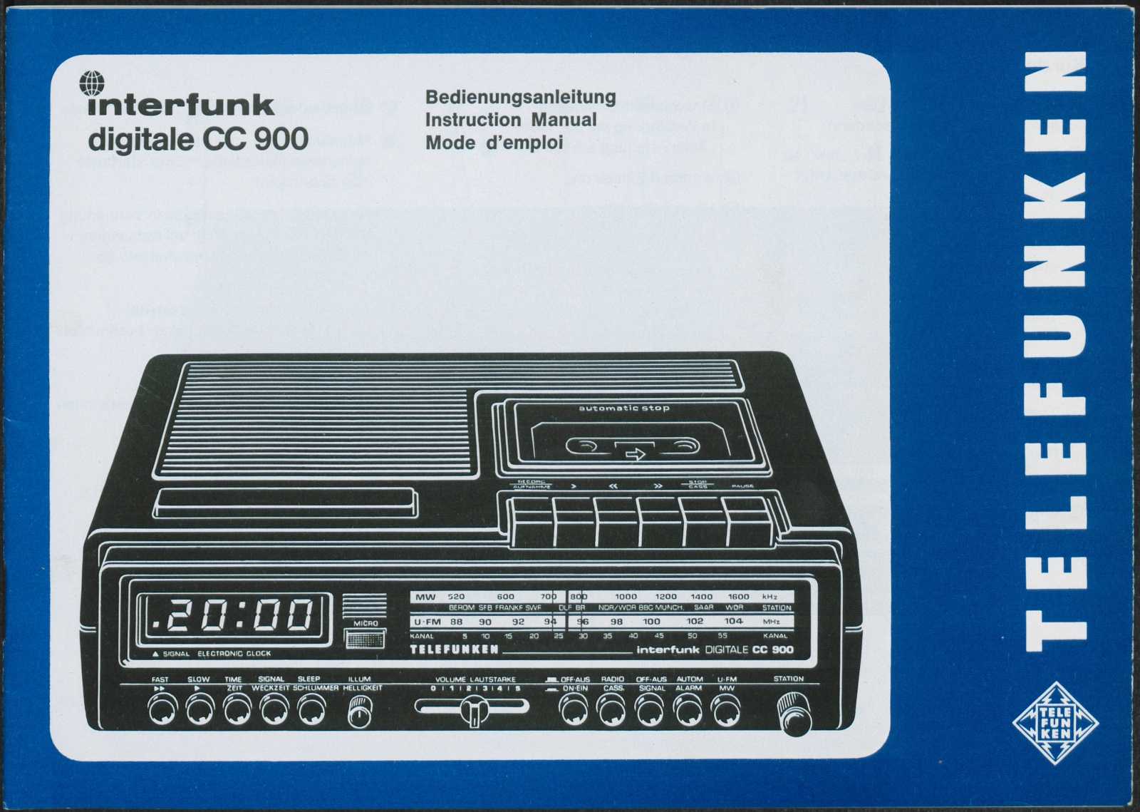 Bedienungsanleitung: Telefunken interfunk digitale CC900 (Stiftung Deutsches Technikmuseum Berlin CC0)