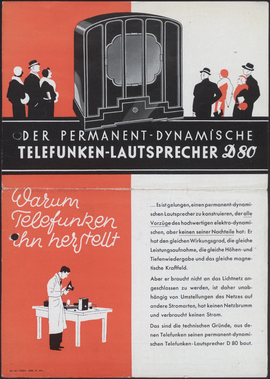 Werbeprospekt: Der Permanent - Dynamische Telefunken - Lautsprecher D 20 (Stiftung Deutsches Technikmuseum Berlin CC0)