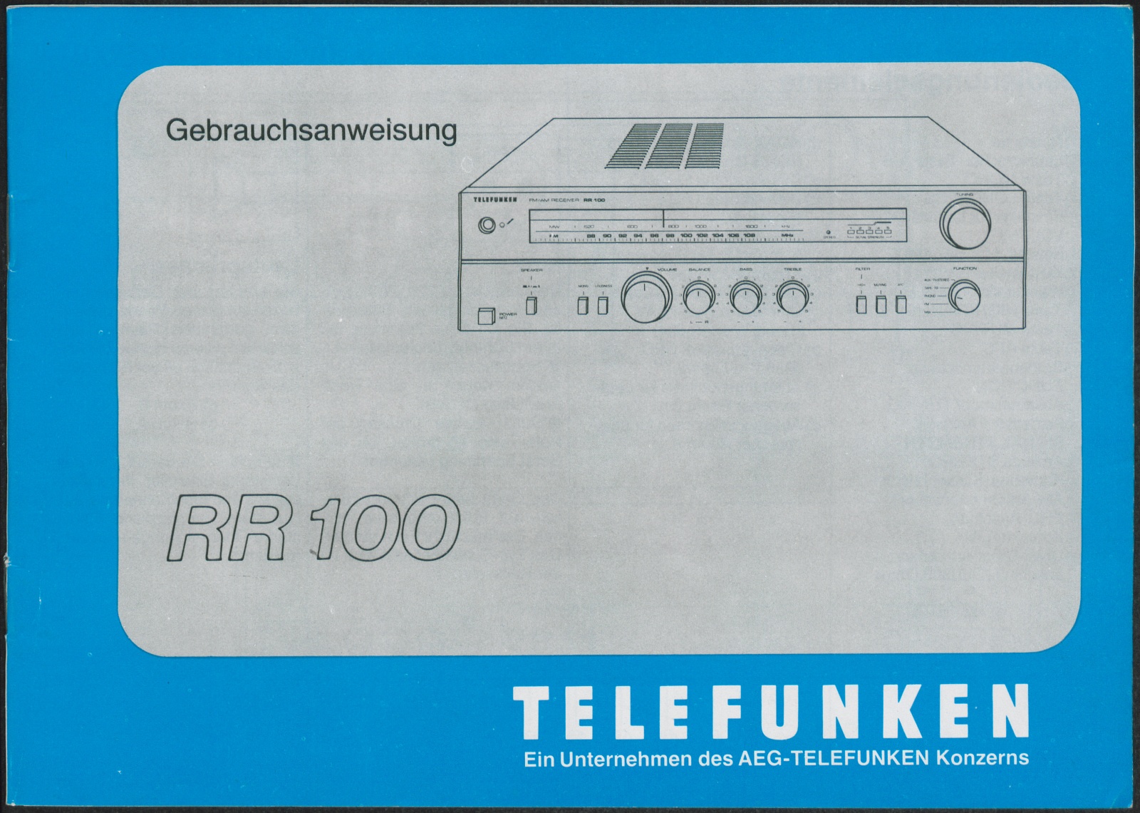 Bedienungsanleitung: Telefunken RR 100 (Stiftung Deutsches Technikmuseum Berlin CC0)