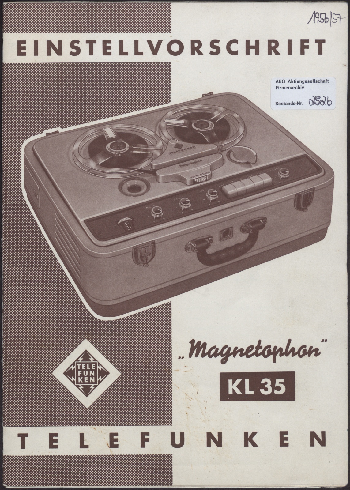 Bedienungsanleitung: Einstellvorschrift Telefunken Magnetophon KL35 (Stiftung Deutsches Technikmuseum Berlin CC0)
