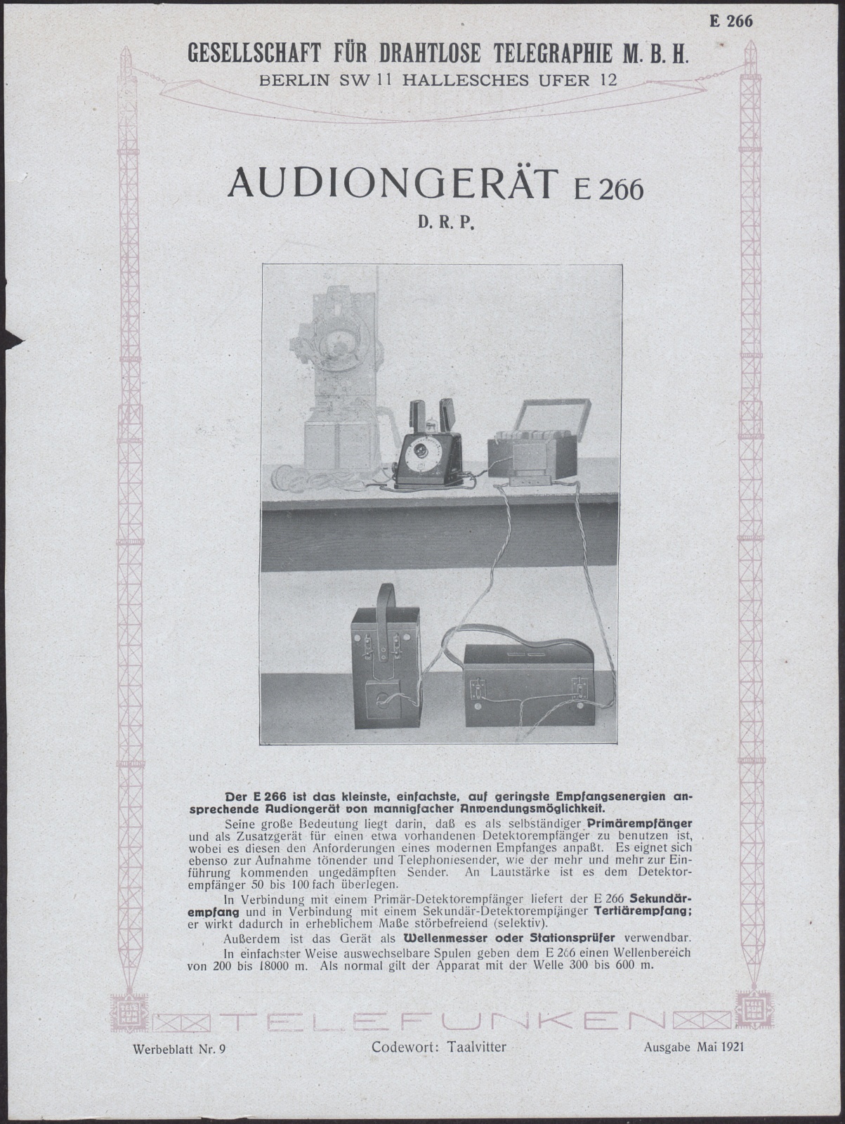 Werbeprospekt: Telefunken  Audiogerät E 266e (Stiftung Deutsches Technikmuseum Berlin CC0)