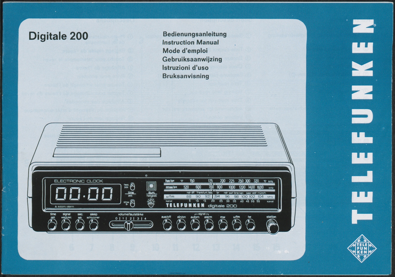 Bedienungsanleitung: Telefunken digitale 200 (Stiftung Deutsches Technikmuseum Berlin CC0)