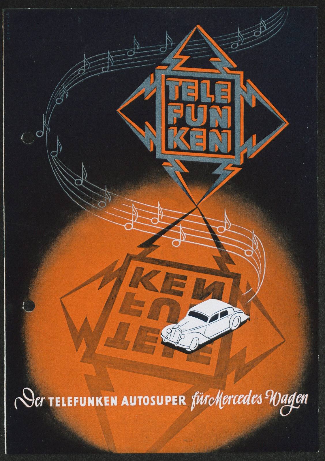 Werbeprospekt: Der Telefunken Autosuper für Mercedes-Wagen (Stiftung Deutsches Technikmuseum Berlin CC0)
