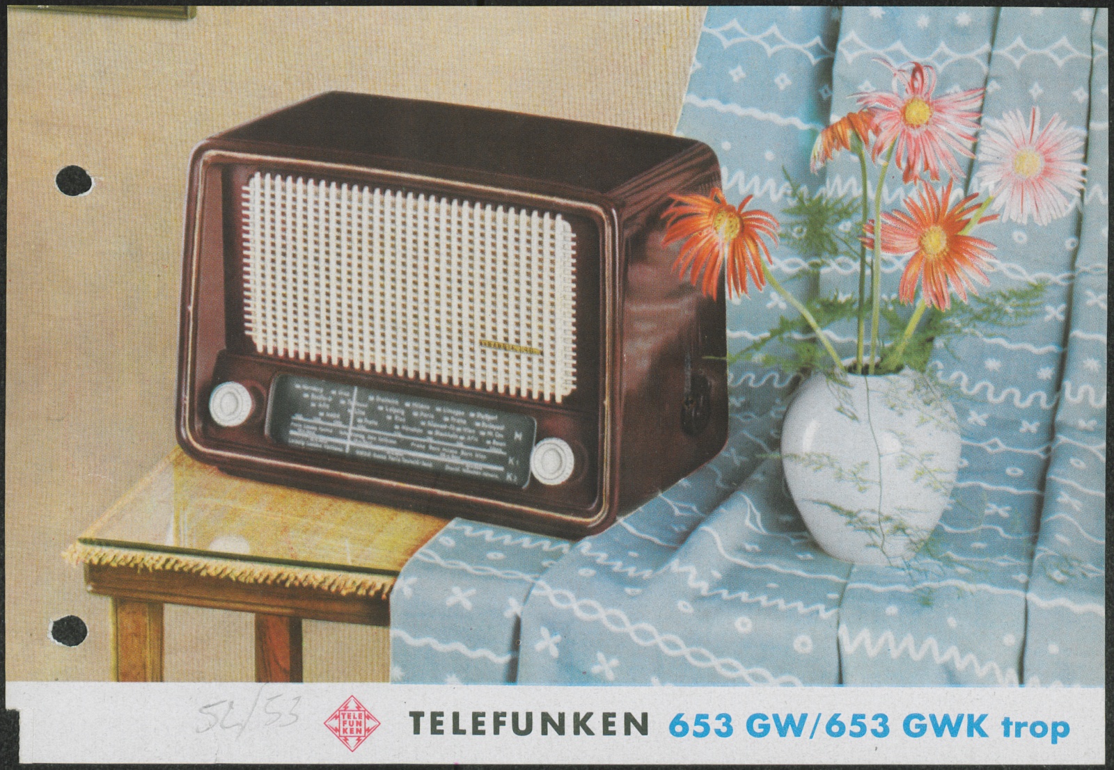 Werbeprospekt: Telefunken 653 GW / 653 GWK trop (Stiftung Deutsches Technikmuseum Berlin CC0)