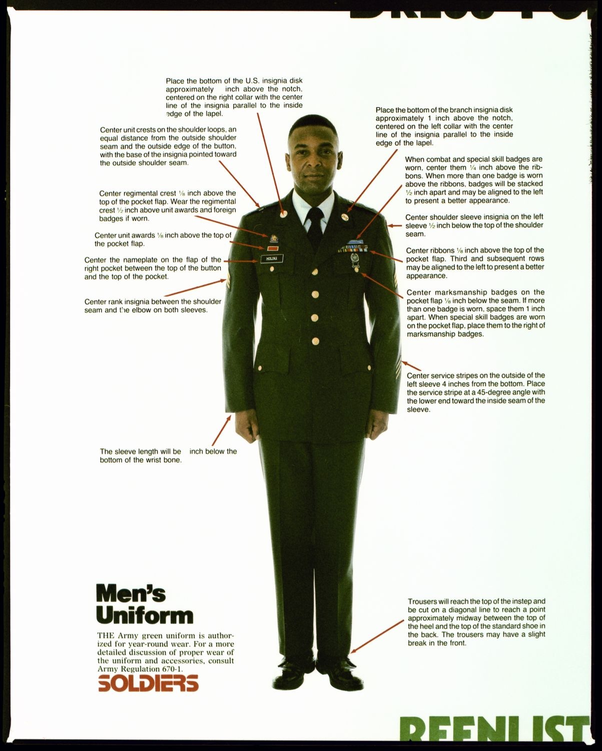 Fotografie: Uniformvorschrift für Soldaten der U.S. Army (AlliiertenMuseum/U.S. Army Photograph Public Domain Mark)