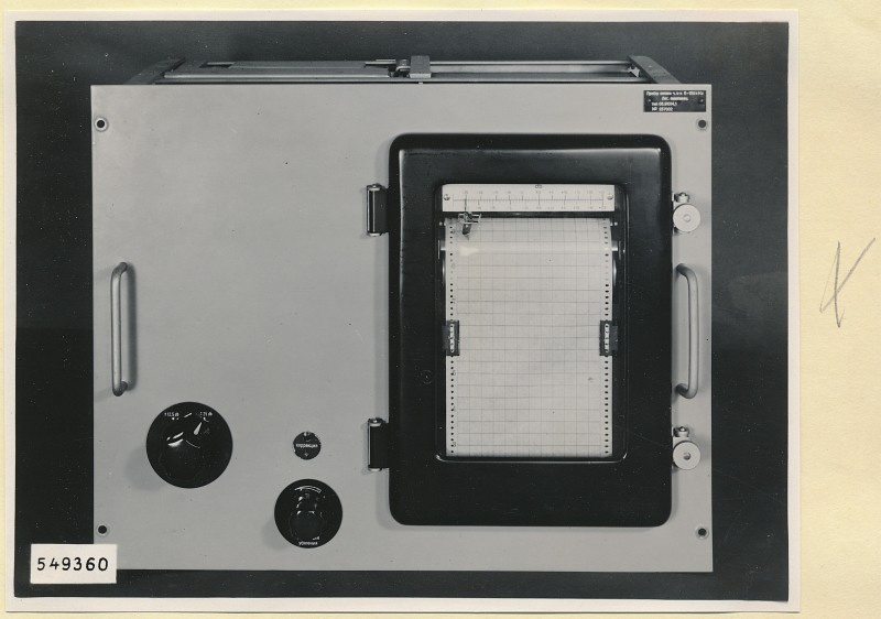 Pegelschreiber, Einschub Typ 06.91014.1, Schreibgerät Frontseite, Foto 1954 (www.industriesalon.de CC BY-SA)