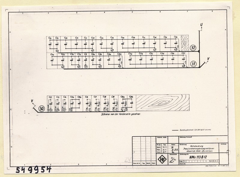 Repro Zeichnung Fernsteuerung NMS 113 B12, Foto 1954 (www.industriesalon.de CC BY-SA)