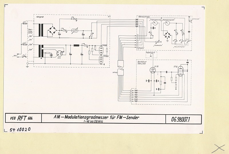 Dunkelschaltbild Modulationsgradmesser FM-Sender 06-98007.1 (D), Foto 1954 (www.industriesalon.de CC BY-SA)