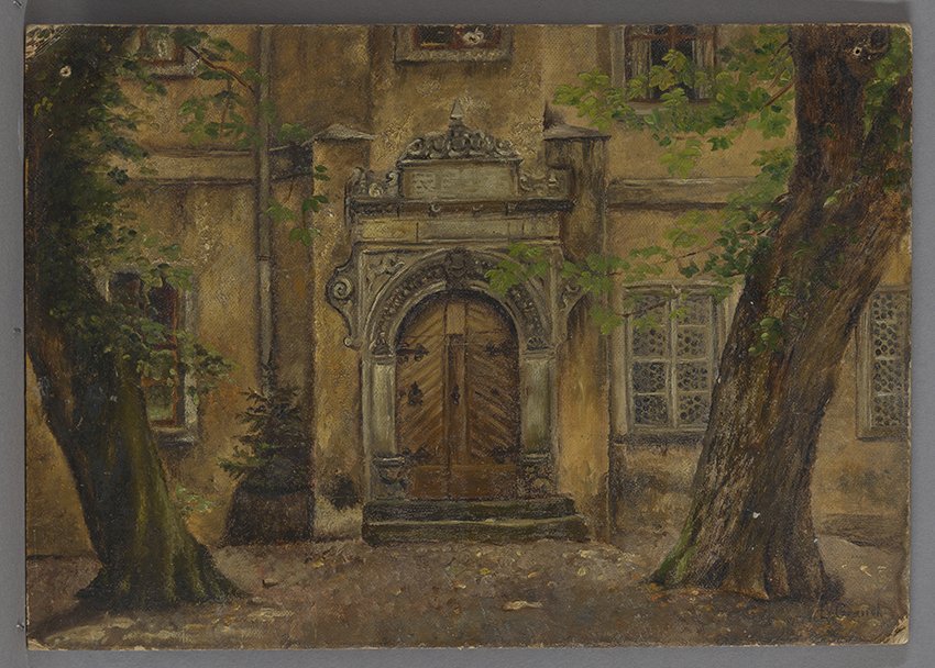 Grauel, Luise: Portal des Schlosses Wiesenburg, um 1900 (Stadtmuseum Brandenburg an der Havel Public Domain Mark)