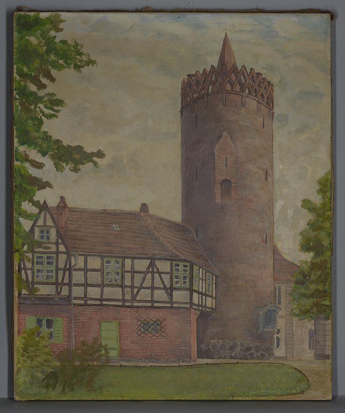 Brandenburgischer Maler: Plauer Torturm und Umgebung, nach 1928 (Stadtmuseum Brandenburg an der Havel Public Domain Mark)