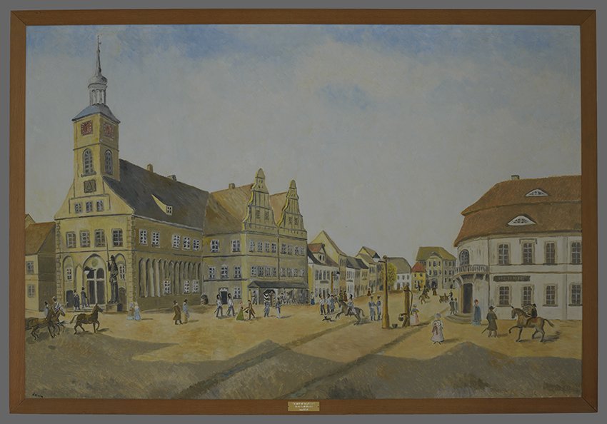 Hennig, Eckart: Neustädtischer Marktplatz mit Rathaus, 1980er Jahre (Stadtmuseum Brandenburg an der Havel CC BY-NC)