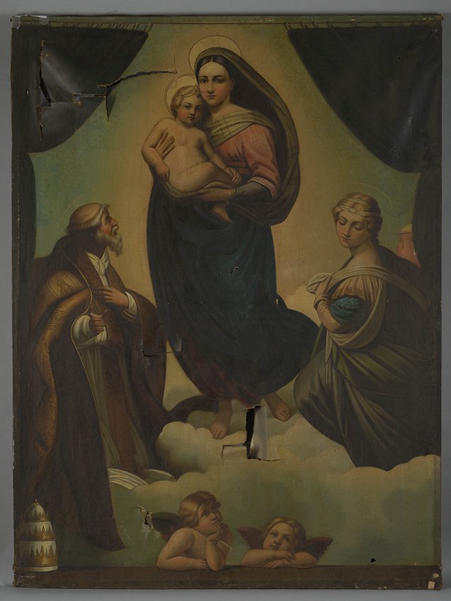 Raffael (Kopie nach): Madonna und Kind mit den Heiligen Sixtus und Barbara (Sixtinische Madonna), 1. Hälfte 19. Jahrhundert (Stadtmuseum Brandenburg an der Havel Public Domain Mark)