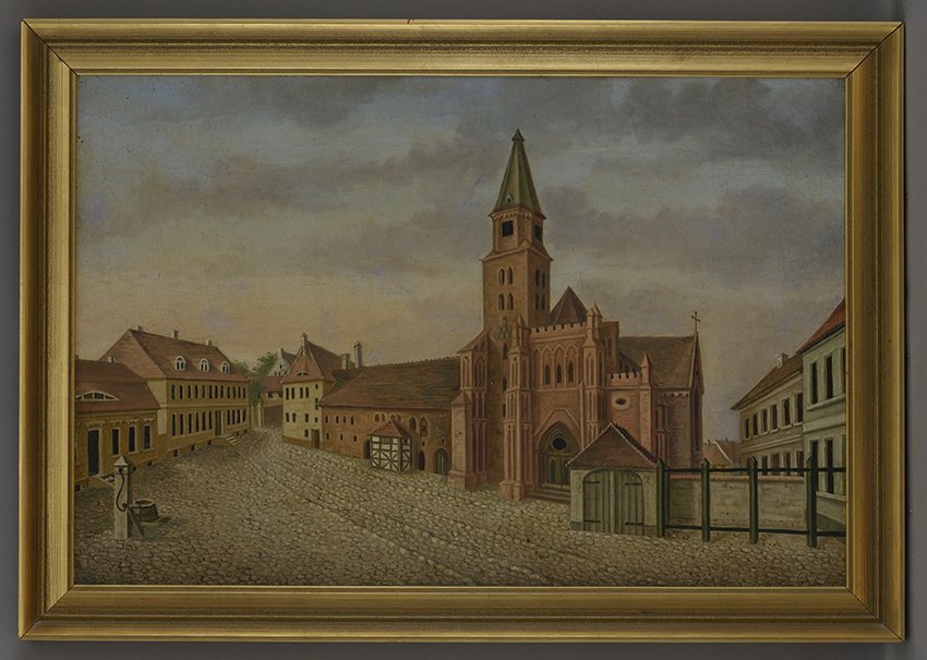 Brandenburgischer Künstler: Domplatz mit Ritterakademie, um 1840 (Stadtmuseum Brandenburg an der Havel Public Domain Mark)