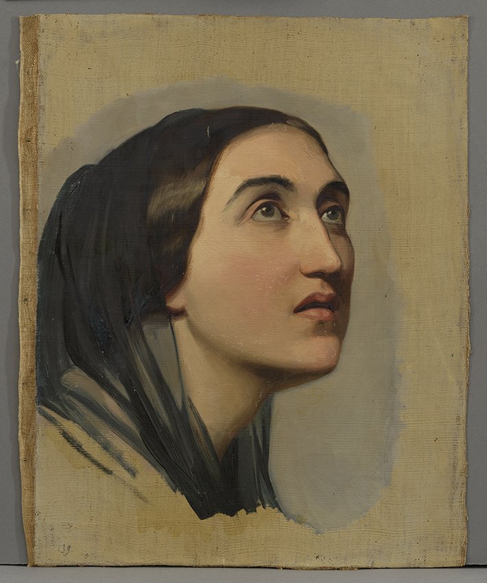 Metz, Gustav: Porträtstudie einer jungen Italienerin mit schwarzem Schleier, 1845-1848 (Stadtmuseum Brandenburg an der Havel Public Domain Mark)
