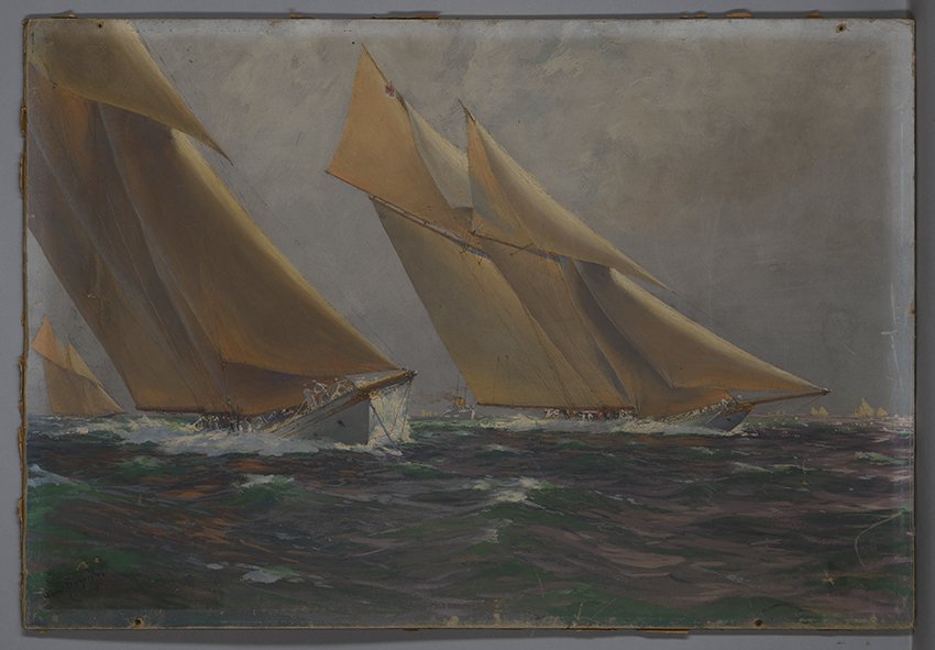 Bohrdt, Hans: Segelschiffe auf dem offenen Meer, um 1900 (Stadtmuseum Brandenburg an der Havel Public Domain Mark)