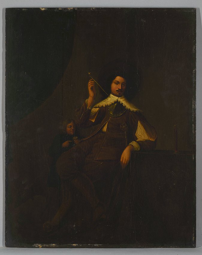 Niederländisch: Pfeife rauchender Mann, 2. Hälfte 17. Jahrhundert (Stadtmuseum Brandenburg an der Havel Public Domain Mark)